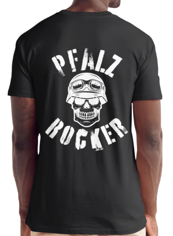 Pfalz Rocker Shirt, Schriftzug und Skull mit Helm auf dem Rücken
